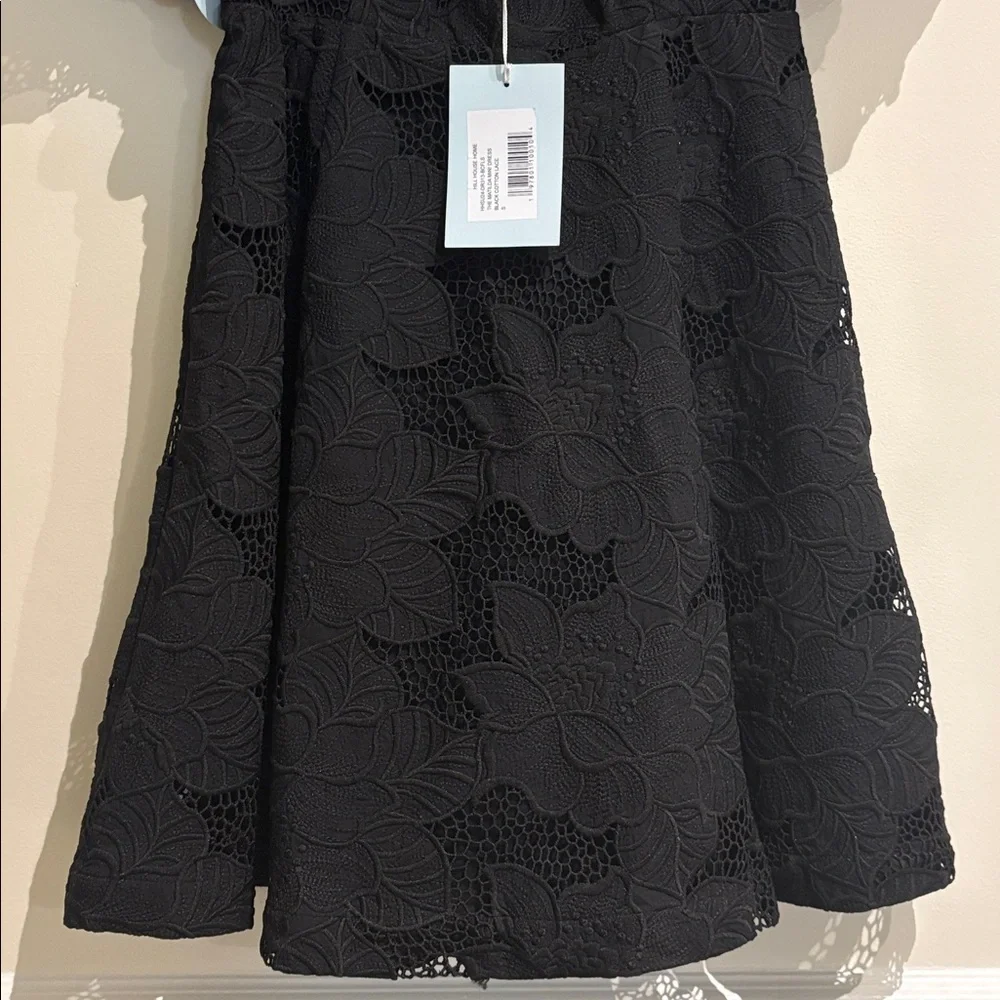 Hill House Home Matilda Lace Mini Dress in Black Cotton Lace Sz. Small NWT
